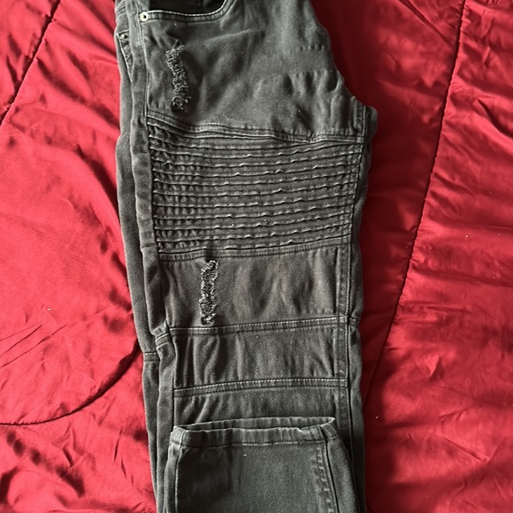 WT 02 black biker ribbed jeans ribbed size 33x30 - Picture 3 of 7